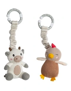Stroller Toy Pack Of 2 in Cow & Chicken
