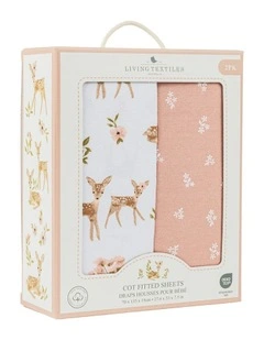 Jersey Cot Fitted Sheet Pack Of 2 in Sophia Garden