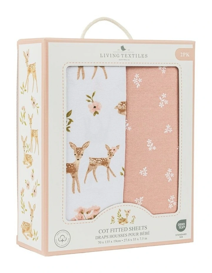 Jersey Cot Fitted Sheet Pack Of 2 in Sophia Garden image 1