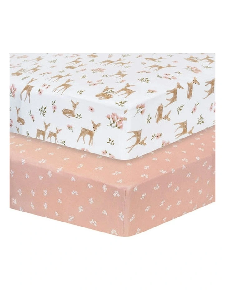 Jersey Cot Fitted Sheet Pack Of 2 in Sophia Garden image 4