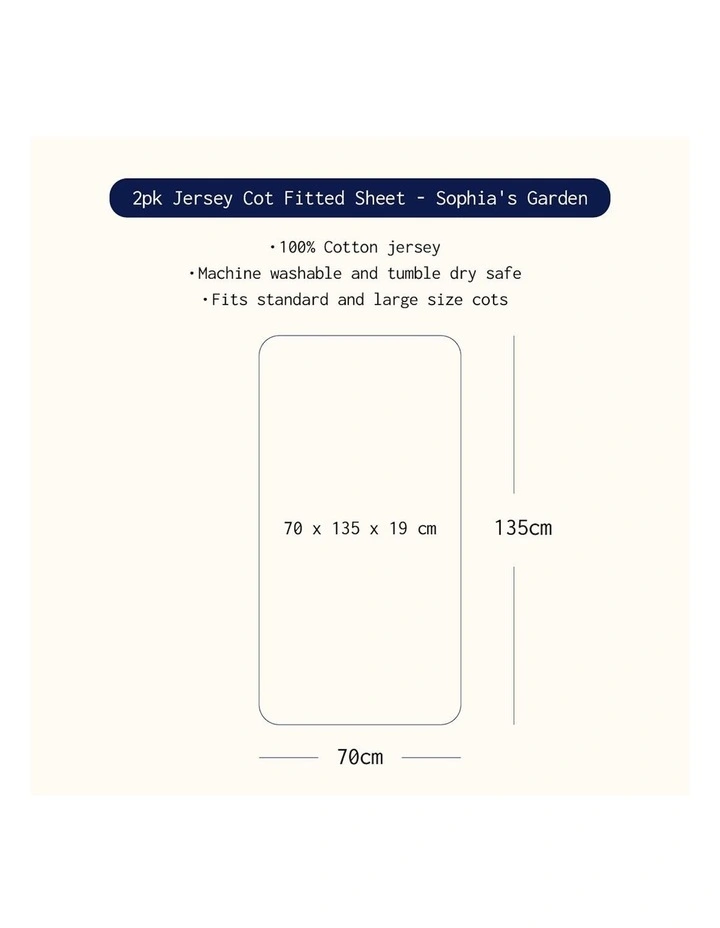 Jersey Cot Fitted Sheet Pack Of 2 in Sophia Garden image 7