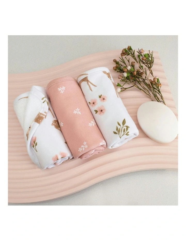 Jersey Wash Cloth Pack Of 3 in Sophia Garden image 2