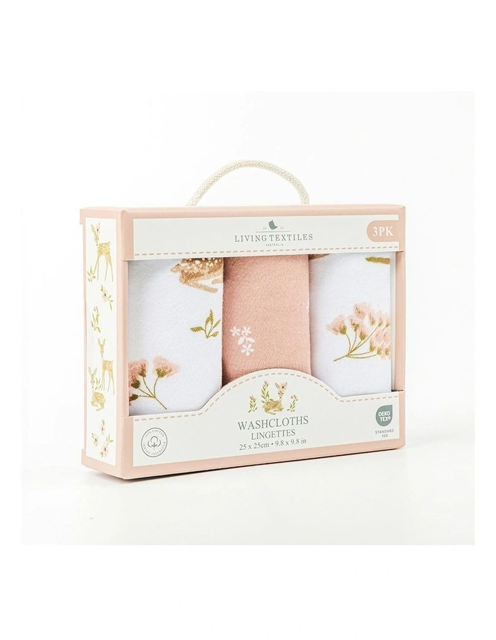 Jersey Wash Cloth Pack Of 3 in Sophia Garden image 3