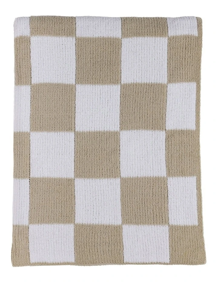 Chenille Blanket in Checkered Taupe image 1