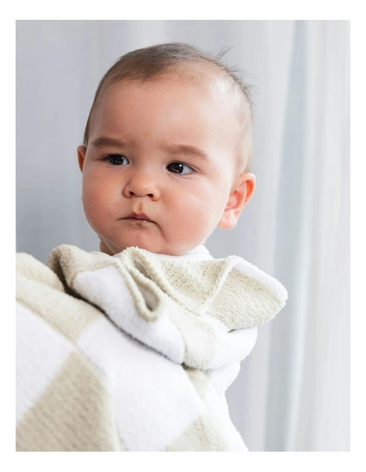 Chenille Blanket in Checkered Taupe image 2
