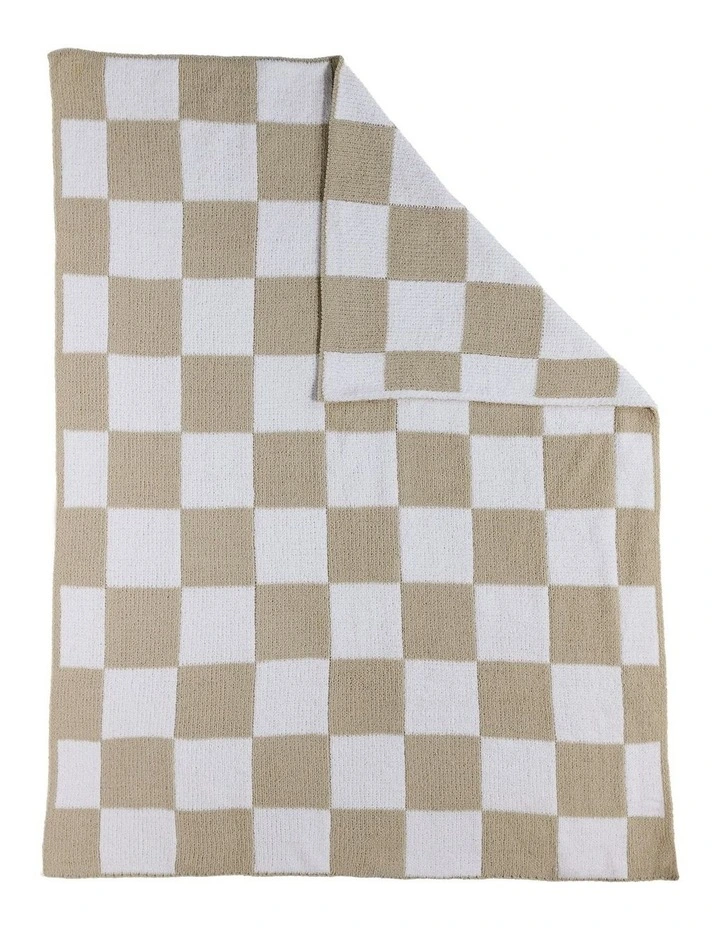 Chenille Blanket in Checkered Taupe image 3
