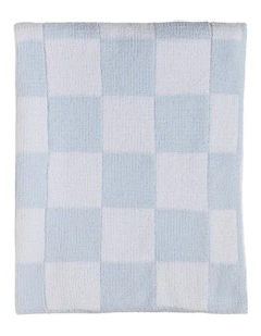 Chenille Blanket in Checkered Blue