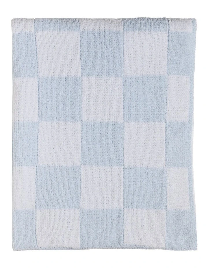 Chenille Blanket in Checkered Blue image 1