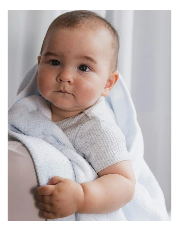 Chenille Blanket in Checkered Blue image 2