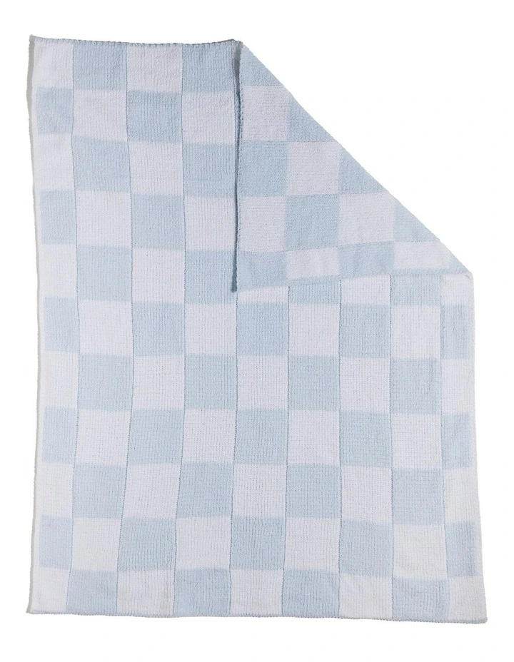 Chenille Blanket in Checkered Blue image 4