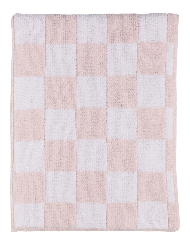 Chenille Blanket in Checkered Pink image 1