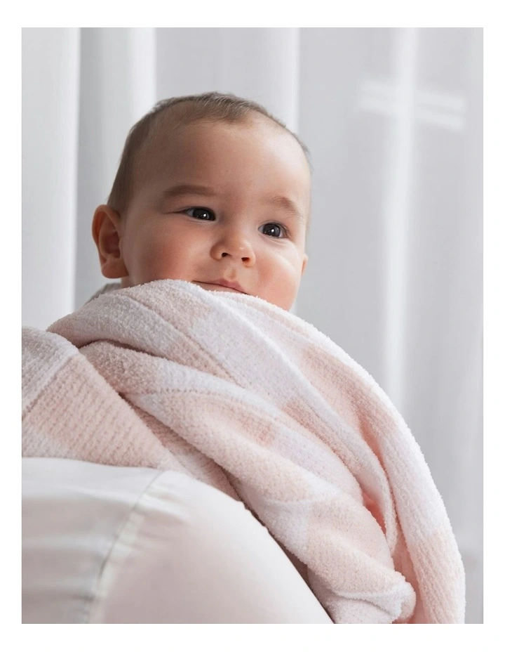 Chenille Blanket in Checkered Pink image 4