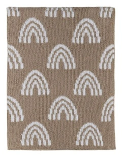 Chenille Blanket Rainbow in Taupe
