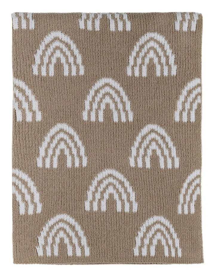 Chenille Blanket Rainbow in Taupe image 1