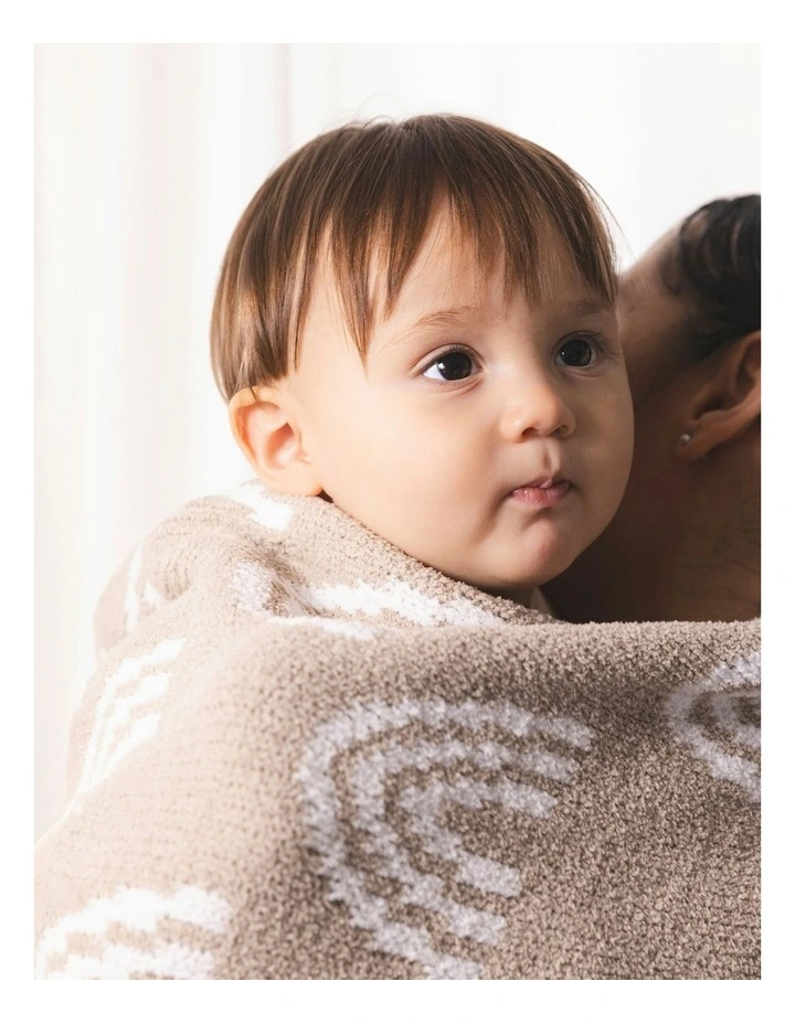 Chenille Blanket Rainbow in Taupe image 2
