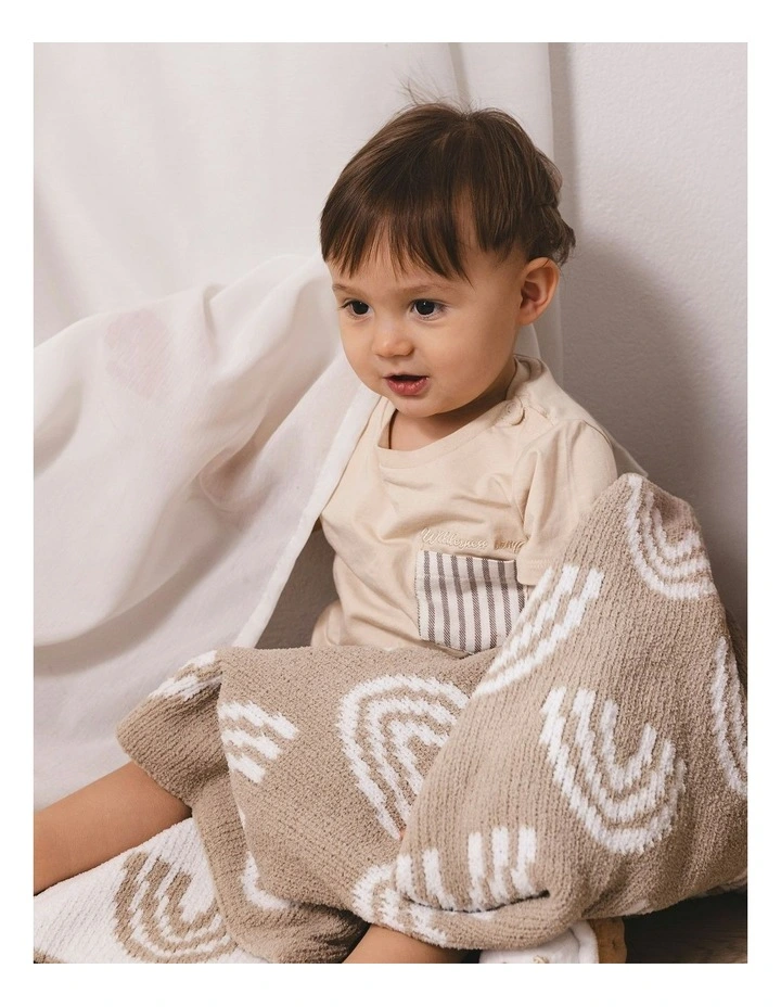 Chenille Blanket Rainbow in Taupe image 4