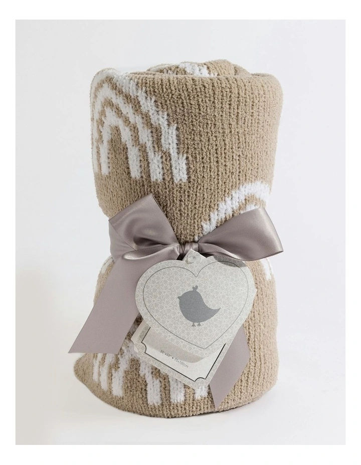 Chenille Blanket Rainbow in Taupe image 6