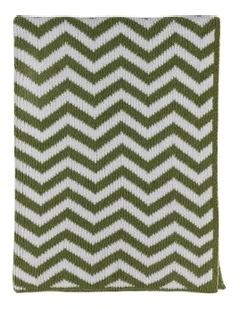 Chenille Blanket in Chevron Sage