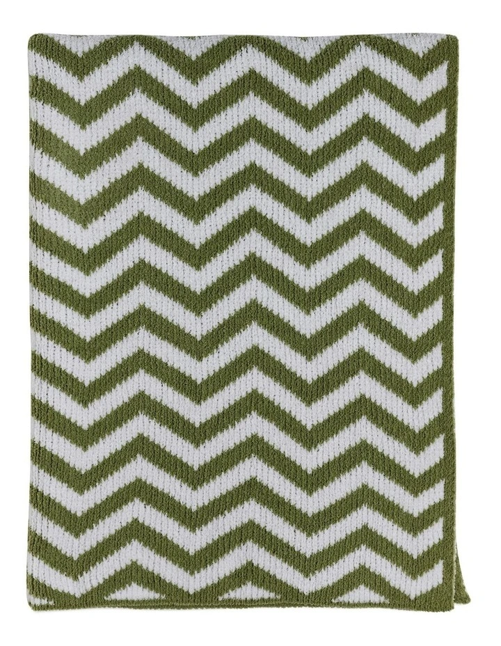 Chenille Blanket in Chevron Sage image 1