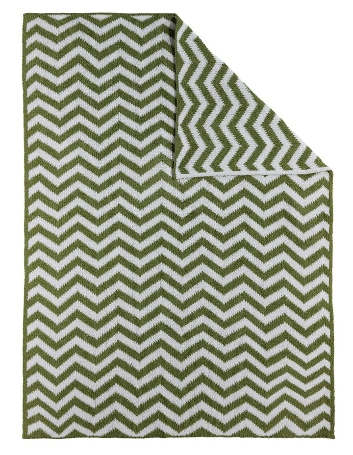 Chenille Blanket in Chevron Sage image 3
