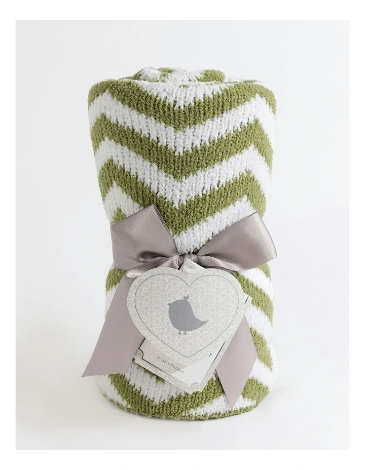Chenille Blanket in Chevron Sage image 4