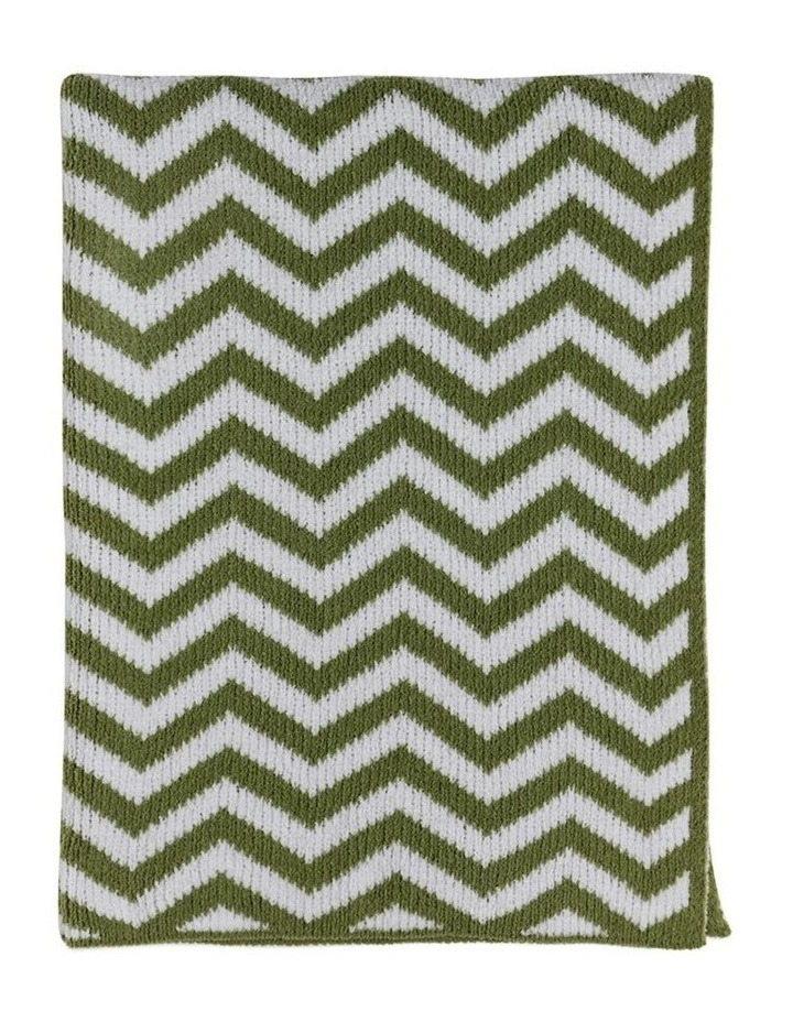 Chenille Blanket in Chevron Sage image 5
