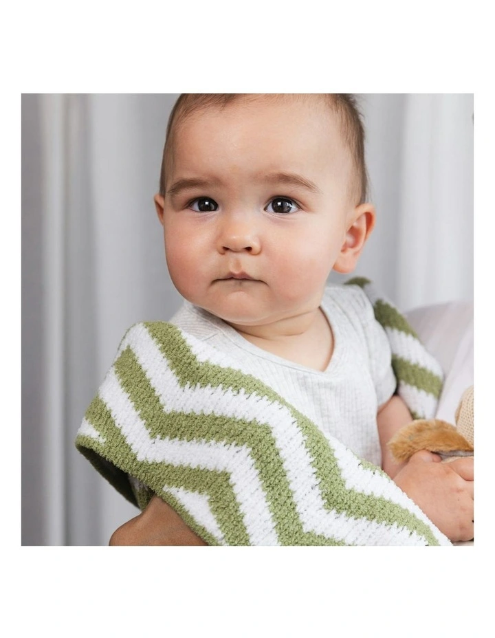 Chenille Blanket in Chevron Sage image 6