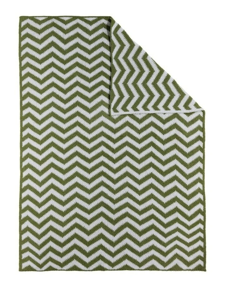 Chenille Blanket in Chevron Sage image 7