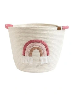Cotton Rope Embroidered Hampers in Rainbow