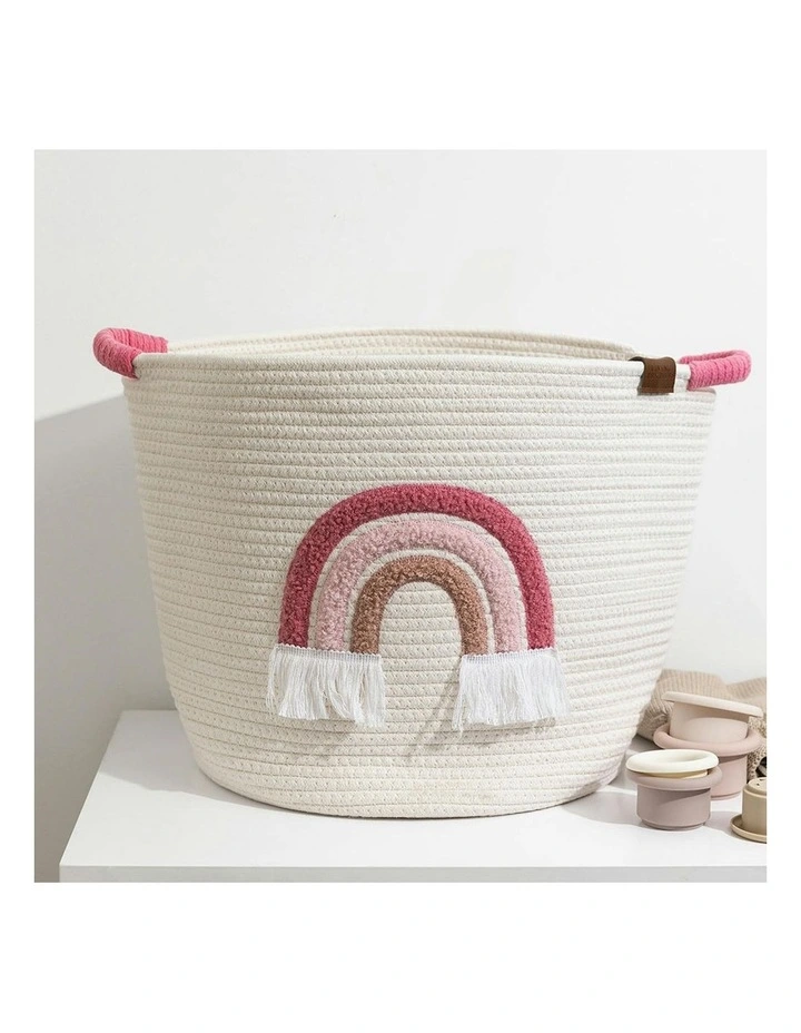 Cotton Rope Embroidered Hampers in Rainbow image 2