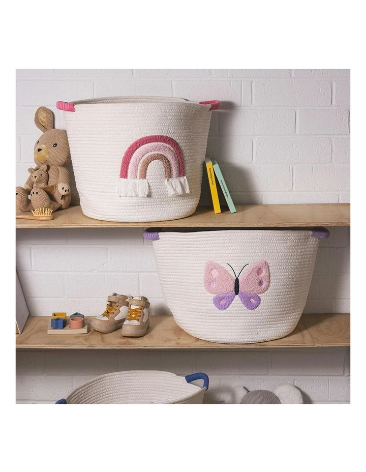 Cotton Rope Embroidered Hampers in Rainbow image 3