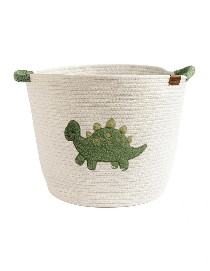 Cotton Rope Embroidered Hampers in Dinosaur image 1