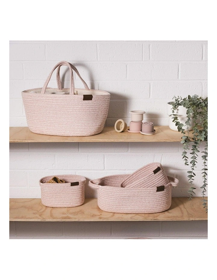 Cotton Rope Storage Caddy with Divider in Pink image 2