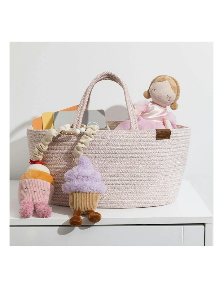 Cotton Rope Storage Caddy with Divider in Pink image 3