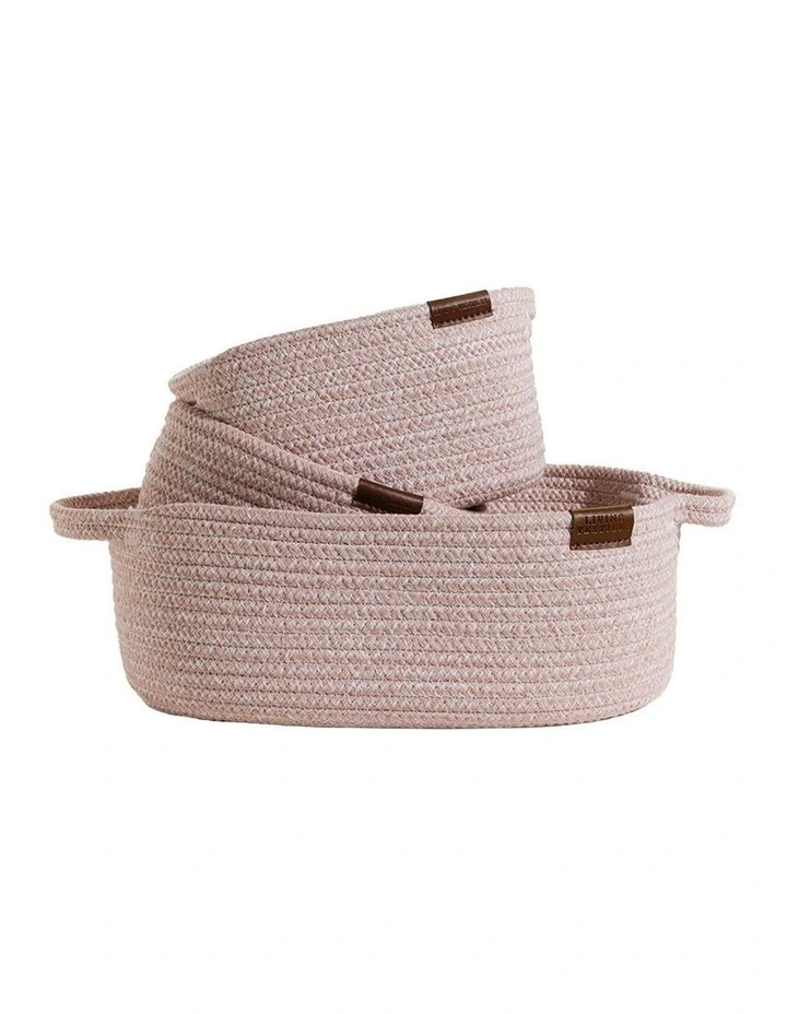 Cotton Rope Storage Set 3 Pieces in Pink image 1