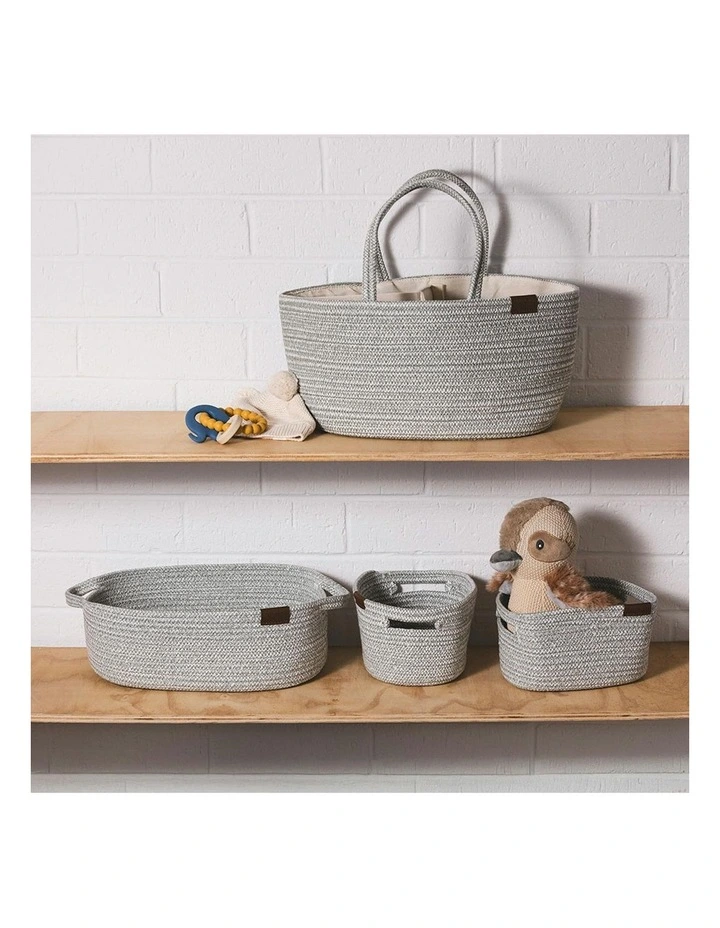 Cotton Rope Storage Caddy with Divider in Sage image 2