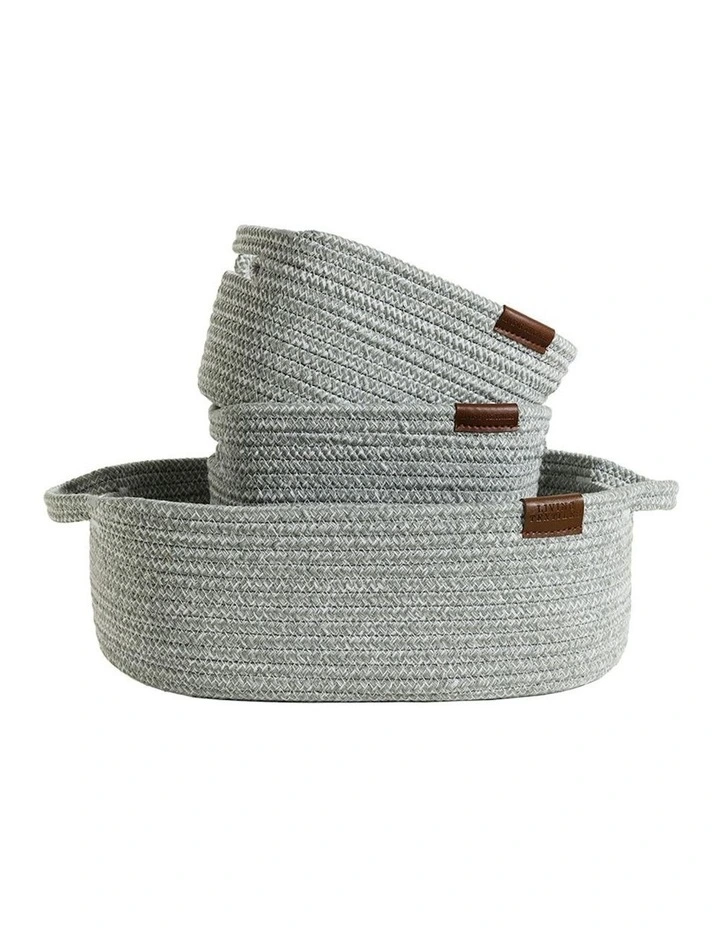 Cotton Rope Storage Set 3 Pieces in Sage image 1
