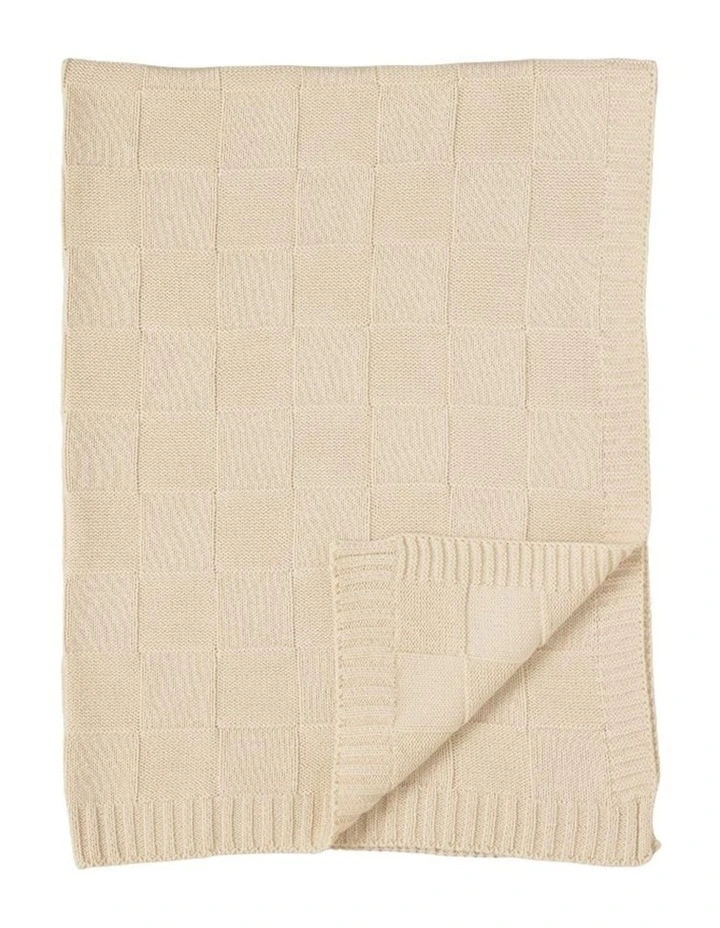 Pram Knitted Checkered Blanket in Sand image 2