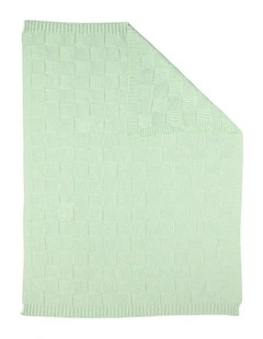 Pram Knitted Checkered Blanket in Seafoam