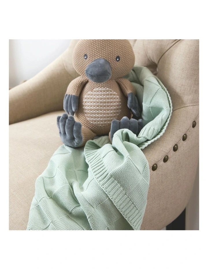 Pram Knitted Checkered Blanket in Seafoam image 5