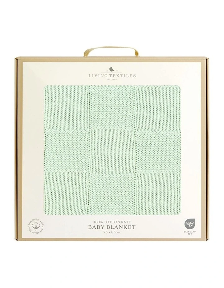 Pram Knitted Checkered Blanket in Seafoam image 6