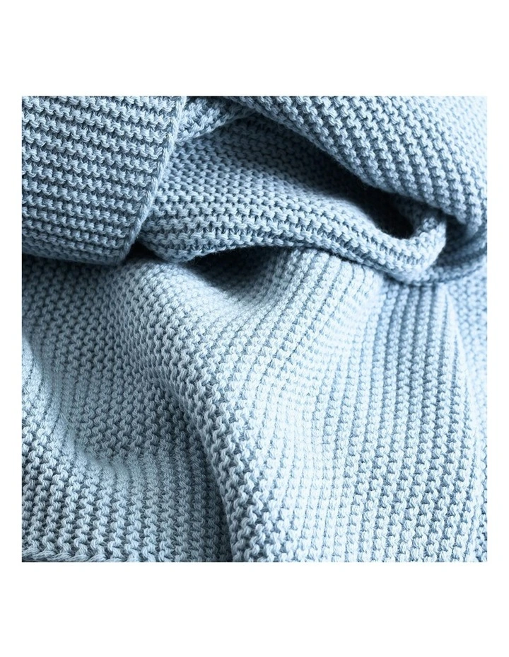 Pram Knitted Blanket in Celestial Blue image 3