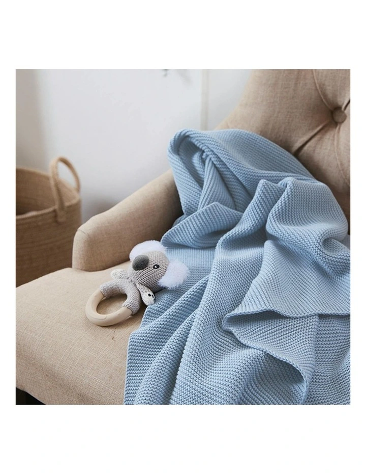 Pram Knitted Blanket in Celestial Blue image 4