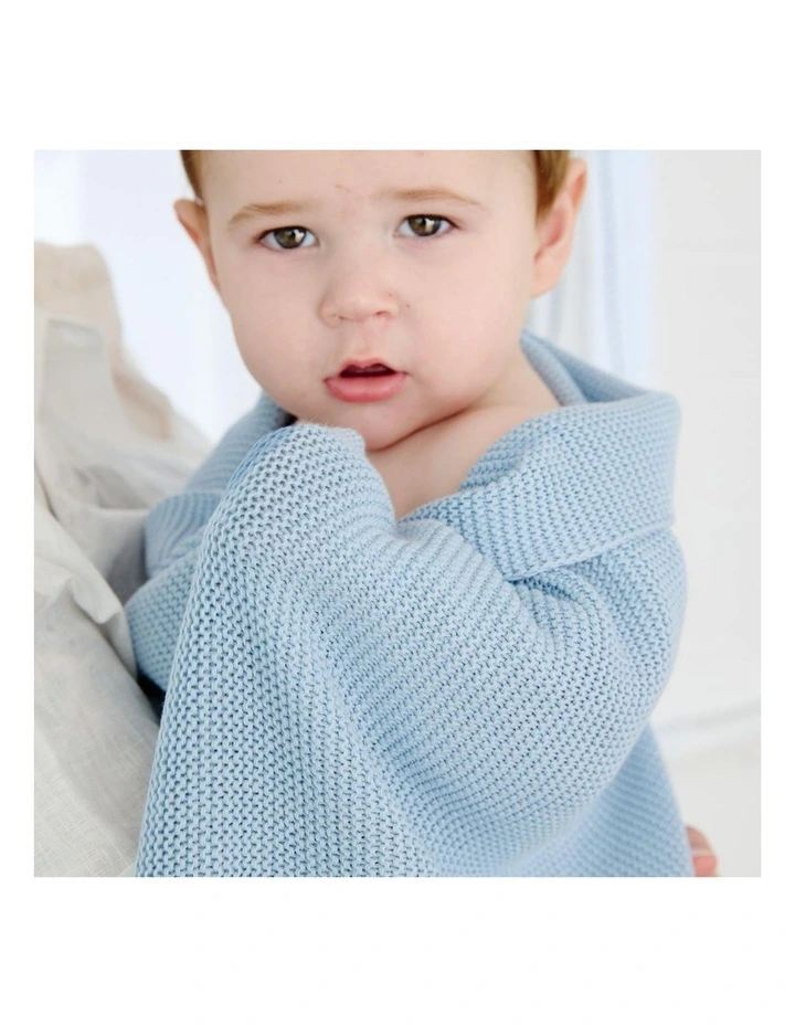 Pram Knitted Blanket in Celestial Blue image 5