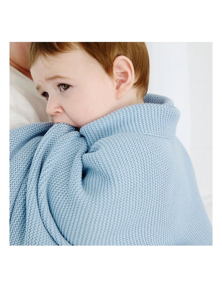 Pram Knitted Blanket in Celestial Blue image 6