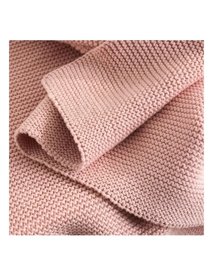 Pram Knitted Blanket in Dusty Rose image 3