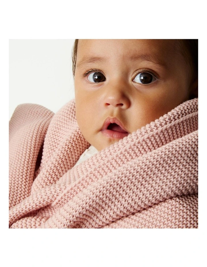 Pram Knitted Blanket in Dusty Rose image 6