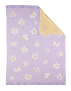 Pram Knitted Blanket Daisy Dreams in Lilac