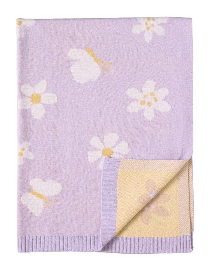 Pram Knitted Blanket Daisy Dreams in Lilac image 2
