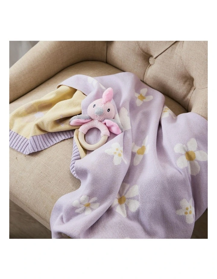 Pram Knitted Blanket Daisy Dreams in Lilac image 4
